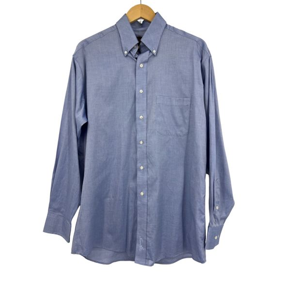 Tasso Elba shirt Medium 34/35 mens long sleeve button up 15 1/2 blue lot of 2 - Picture 4 of 10